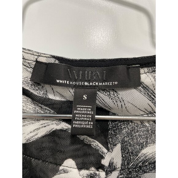 White House Black Market Blouse Size Small Floral Black White Ruffle Mesh Boho - Picture 3 of 9
